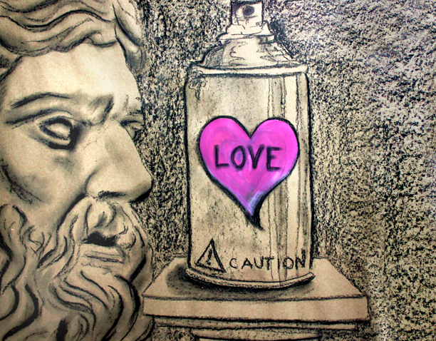 Caution: Love - Art Print