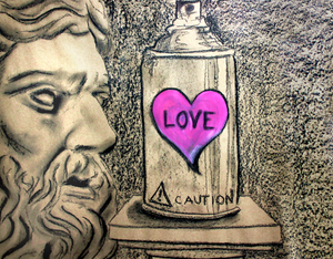 Caution: Love - Art Print